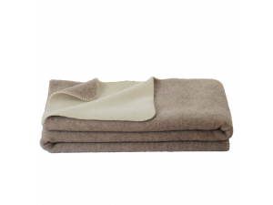 BIO Doubleface sheep wool blanket, Velour - BEIGE / CREME