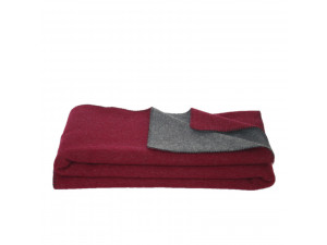 BIO Doubleface sheep wool blanket, Velour - DARK RED / DARK GREY