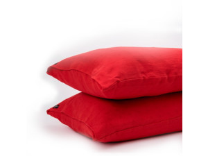 Linen pillow case, prewashed - RED