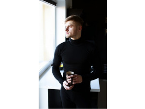 BIO Merino Mens´s High Neck pullower - BLACK - size XS to 3XL
