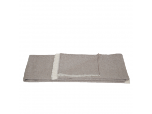 Lambswool blanket  with fringe - BEIGE 