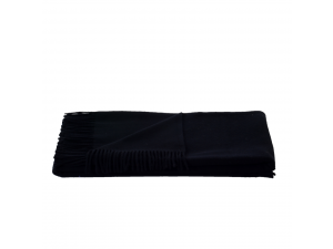 Lambswool blanket  with fringe - BLACK