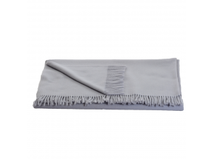 Lambswool blanket  with fringe - GREY