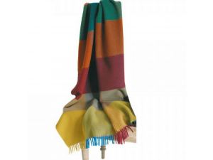 Sheep wool blanket with fringe - MULTICOLOR