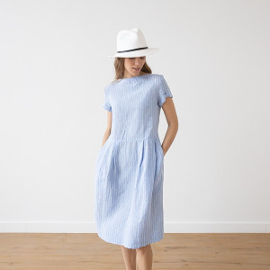 Woman linen dress M,L- STRIPES