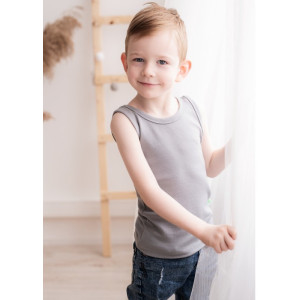 BIO Merino children shirt sleeveless - GREY -  size 62 to 116