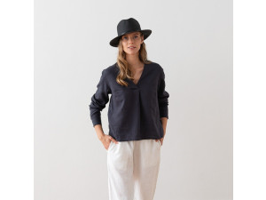 Woman linen shirt - ANTHRAZIT, L