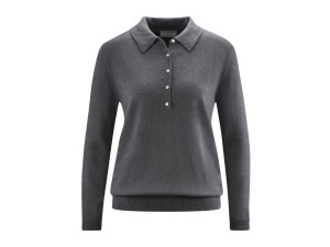 Women's Polo Jumper, Hemp, Cotton, LZ389 - ANTHRACITE XS, S, M, L