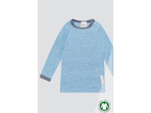ECO Cotton, Merino Silk Baby Shirt, BLUE Melange - size 50 to 92