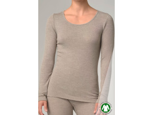 ECO Cotton Merino Silk Women shirt - NOUGAT BROWN Melange