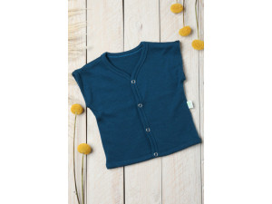 BIO Merino Baby´s vest - DARK PETROL BLUE -  size 56 to 116