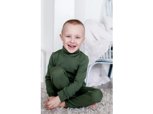 ECO Merino children high neck shirt - GREEN - size 74 to 116