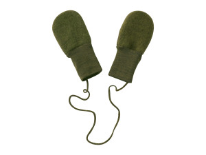ECO Merino Baby's mittens, without thumb, fleece - GREEN