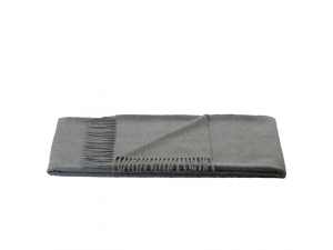 Cashmere lambswool blanket with fringe - LIGHT GREY