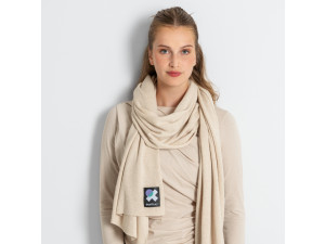 Wool and Cotton Organic Scarf - BEIGE